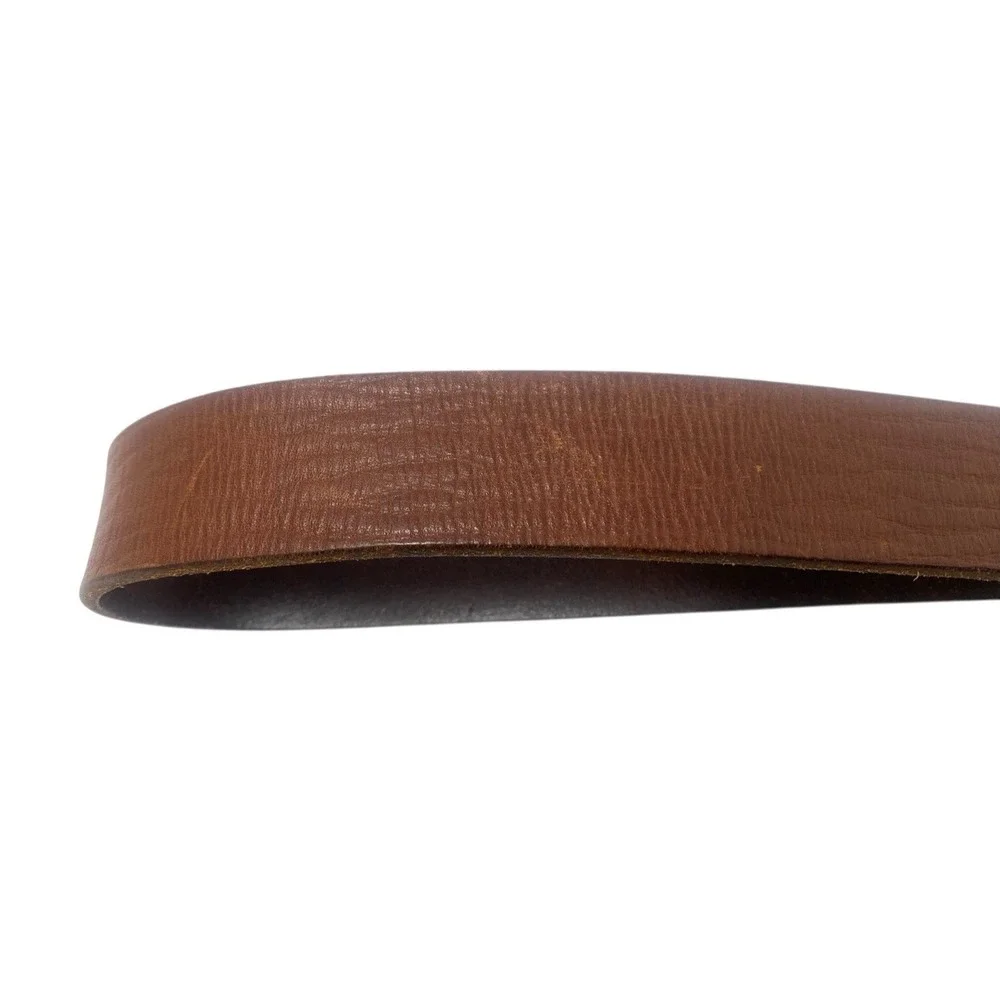 Fossil Womens Genuine Brown Textured Leather Belt Aztec Symbol Buckle Size M